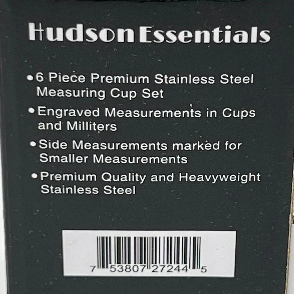 Hudson Essentials Stainless Steel Measuring Cups Set 6 Piece Silver New